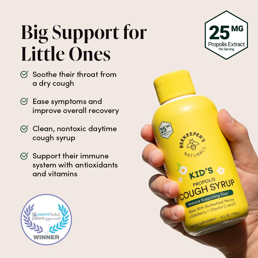 Beekeeper'S Naturals Kid'S Immune Support Essentials | Kid'S Propolis Throat Spray - Propolis Honey Cough Syrup For Kids - Throa