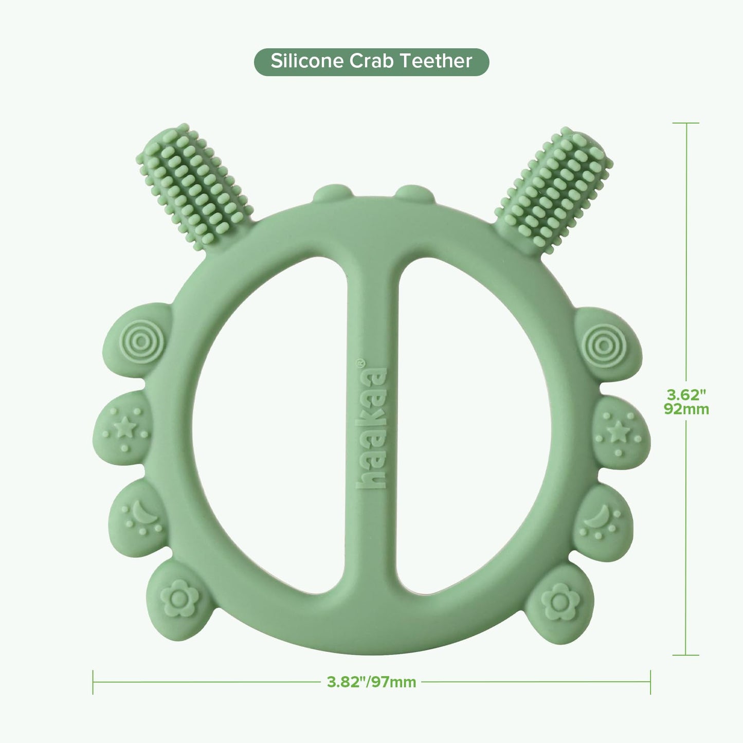 Haakaa Silicone Crab Baby Teether,Teething Toys,360 Baby Toothbrush Head for Infant Self-Brushing Training,Food-Grade Silicone,P