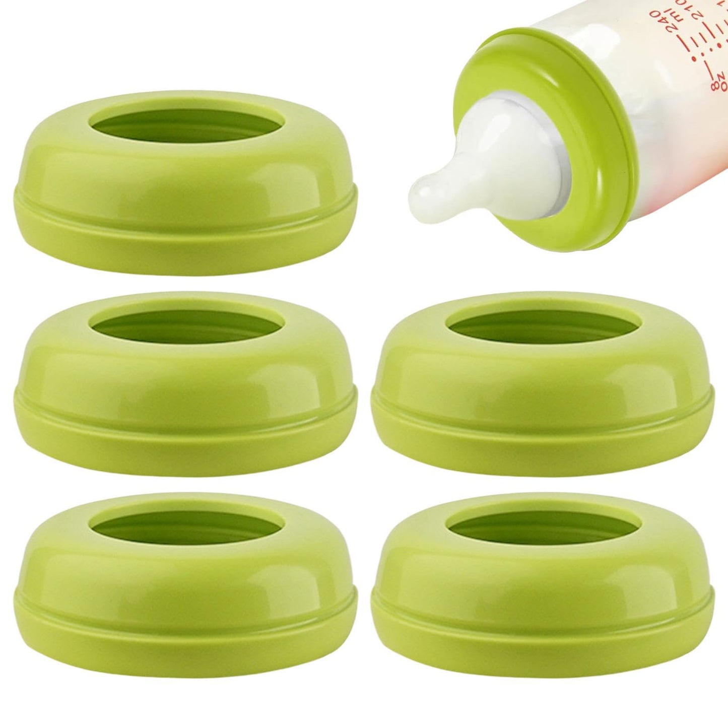 Replacement Baby Bottle Nipple Ring - 5Pcs Nipple Ring Collars, No-Leak or Spill Bottle Collar Rings for Baby Bottles 160ml, 24