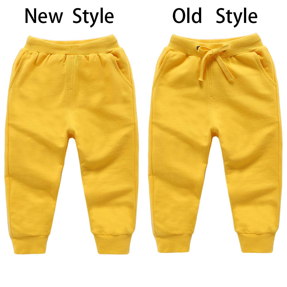 Haxico Unisex Kids Solid Cotton Drawstring Waist Winter Pants Toddler Baby Bottoms Active Sweatpants Yellow, 2T