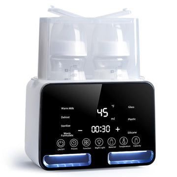 Losbenco Double Bottle Warmer and Steri-lizer, 8-in-1 Fast Baby Milk Warmer with Timer for Breastmilk or Formula, Multifunctiona