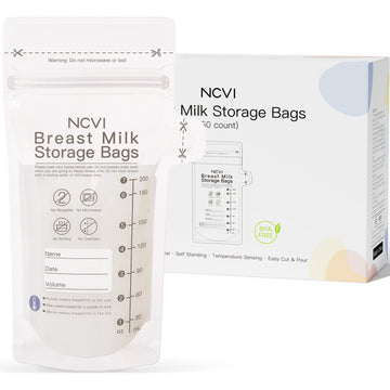 Ncvi Breastmilk Storage Bags, 50 Count Milk Storage Bags For Breastfeeding, 7Oz Breast Milk Storage Bags With Temp-Sensing, Doub