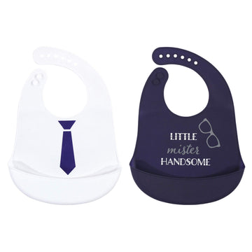 Hudson Baby Unisex Baby Silicone Bibs, Little Mister Handsome, One Size