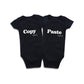 Defahn Twins Baby Bodysuits Clothes Boys Girls Short Sleeve Outfits - Copy And Paste (Black 02, 0-3 Months)