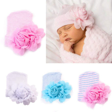 Upeilxd Newborn Hospital Hat Infant Baby Hat Caps With Bow Soft Cute Nursery Beanie Hat