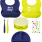 Evla'S Baby Feeding Set, Baby Led Weaning Supplies, Adjustable Silicone Bibs, Divided Plate, Suction Bowl With Lid, Soft Spoons