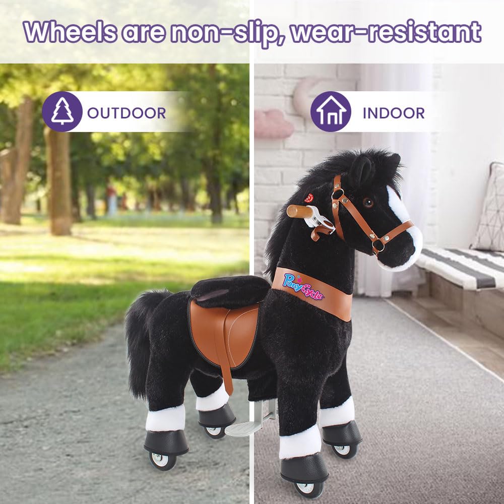 PonyCycle Ride on Pony Toy Spring Horse Classic Model U (with Brake/ 36 Height/Size 4 for Age 4-8) Horse Rider Toys Bouncy Anima