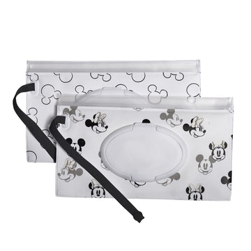 Disney Baby By J.L. Childress Reusable Wet Wipes Case, 2-Pack - Refillable Wipes Holder - Disney World Travel Essential - Includ