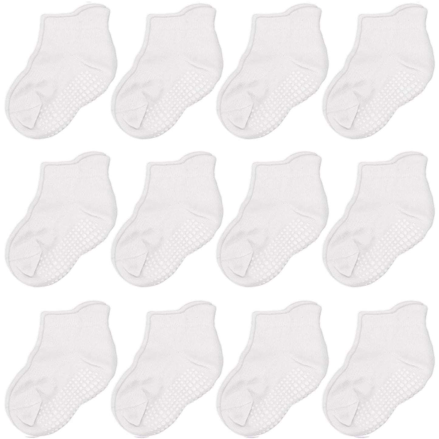 Cozyway Baby Socks With Grippers Non Slip Ankle Grip Socks For Boys And Girls Babies Comfy Soft Cotton Infant - 6-12 Months Unis