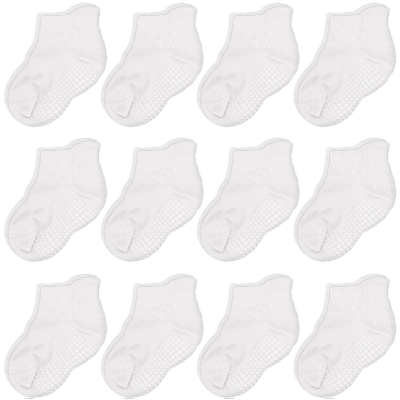 Cozyway Baby Socks With Grippers Non Slip Ankle Grip Socks For Boys And Girls Babies Comfy Soft Cotton Infant - 6-12 Months Unis