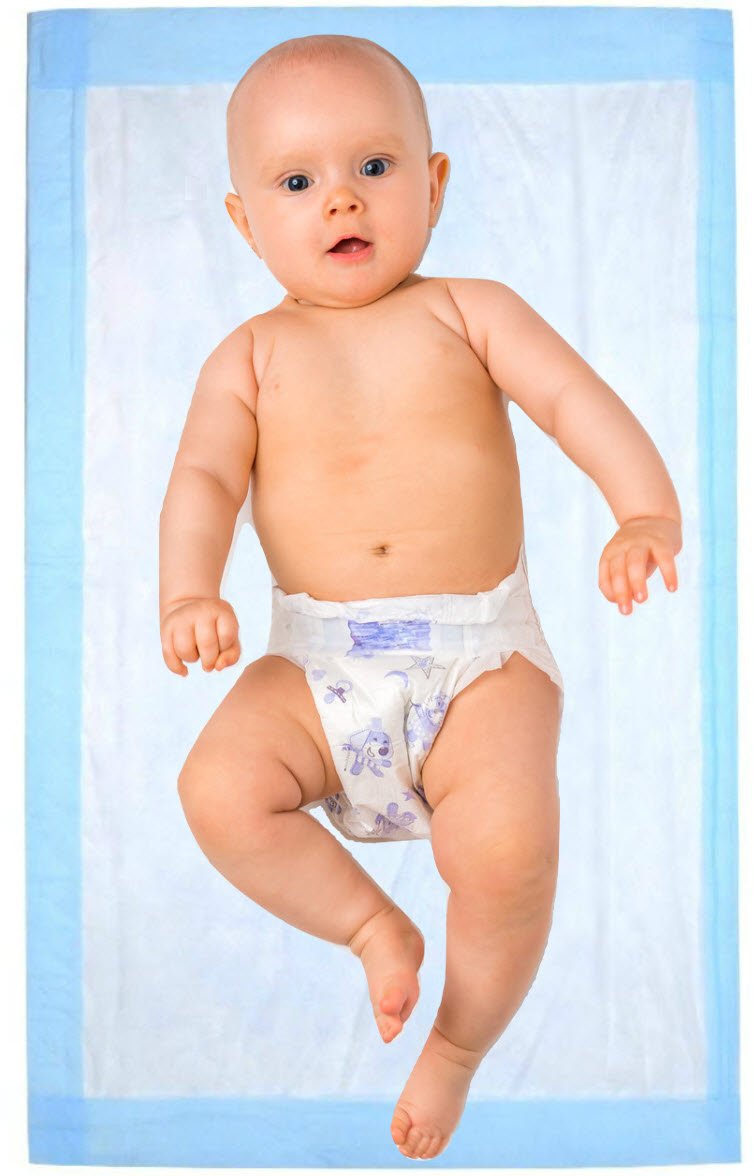 Disposable Baby Changing Pad Liner - Economy Pack 50 Count (17 X 24 Inch) - Waterproof Absorbent Blue Hospital Underpad For Inco
