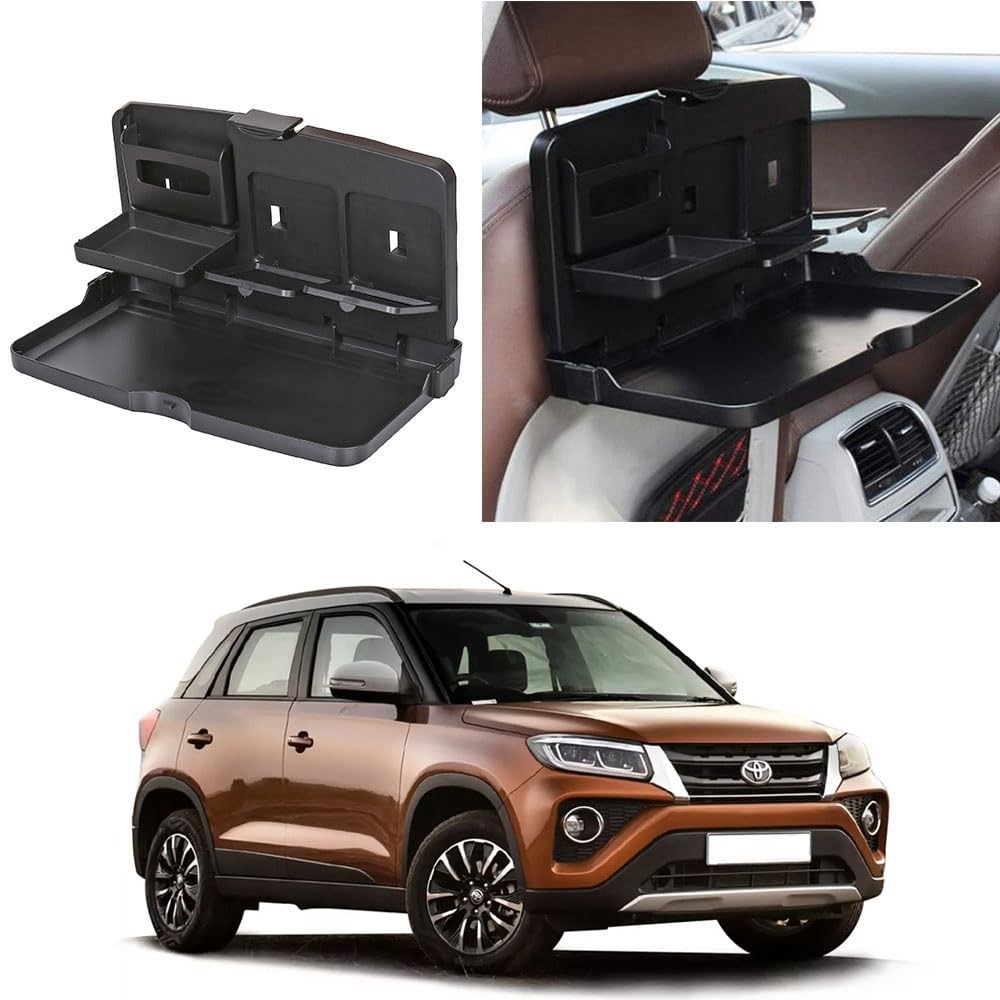 Oshotto (FT02) Car Backseat Food Travel Dining Meal & Snaks Tray & Cup Holder Compatible with Toyota Urban Cruiser (Black)  1 