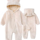 Baby Gilr'S Fluzzy Onesie Toddlers Cute Bear Jumpsuit Hooded Rompers With Zipper Beige 6-9M
