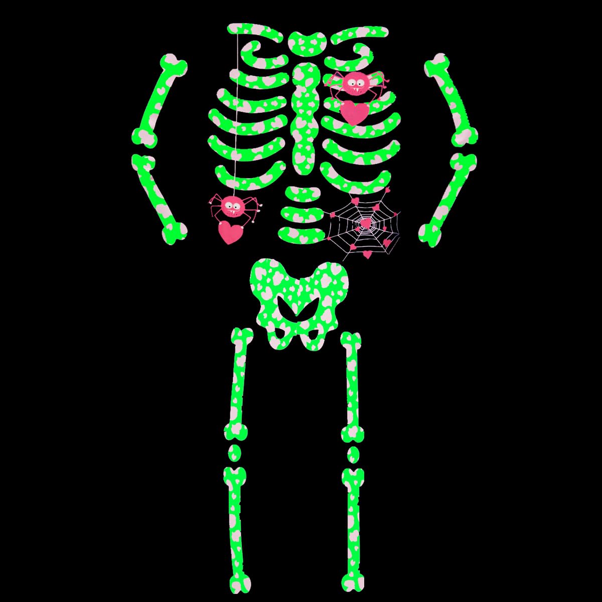 Toddler Girls Skeleton Pajamas Kids 2 Pcs Long Sleeve Glow In The Dark Pjs Girls Halloween Spider Pajamas Set Funny Sleepwear Cl