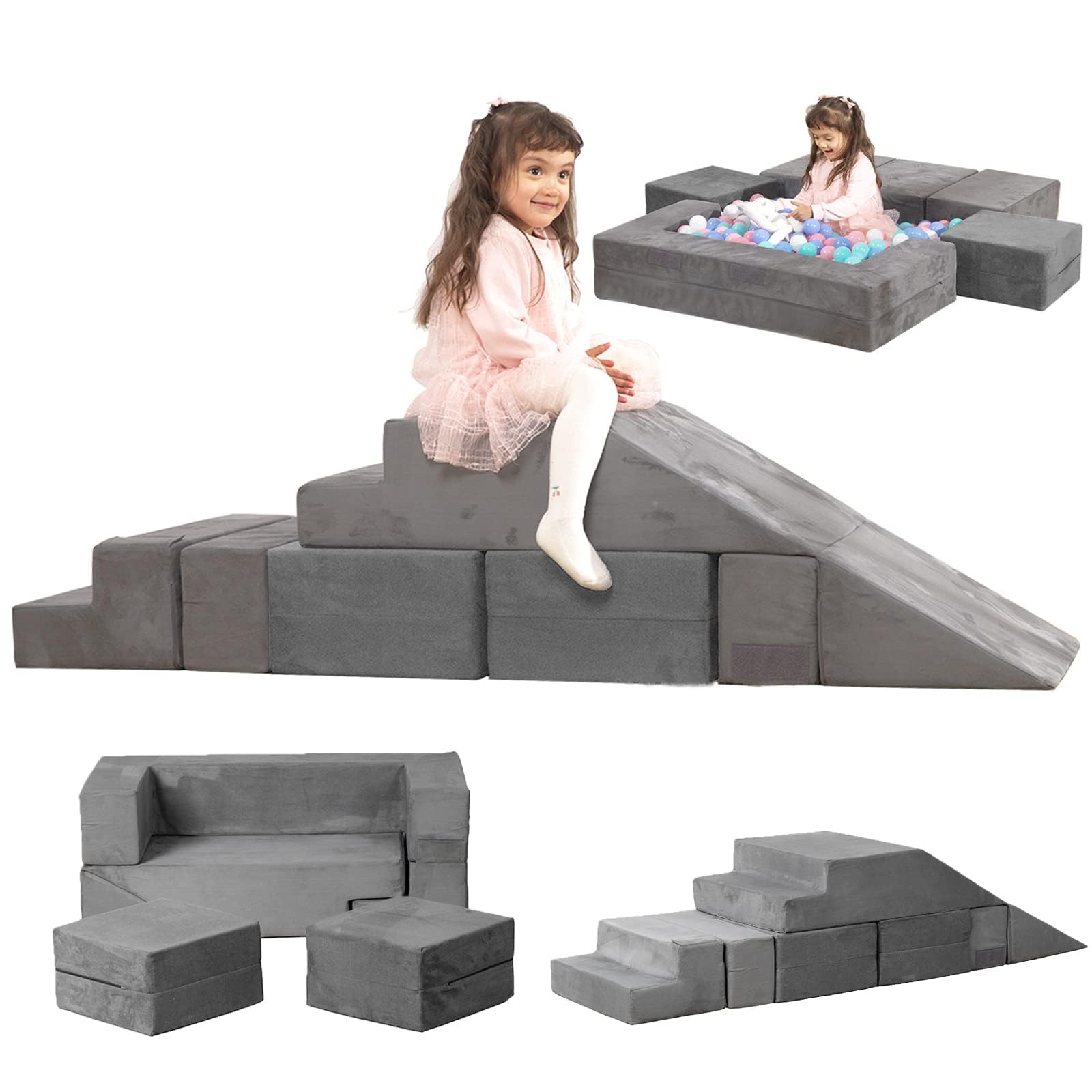 Gudoinsole Play Couch Sofa For Kids Tunnel Climber Fold Out Sofa Convertible Climb And Crawl Foam Playset For Creative Child Gir