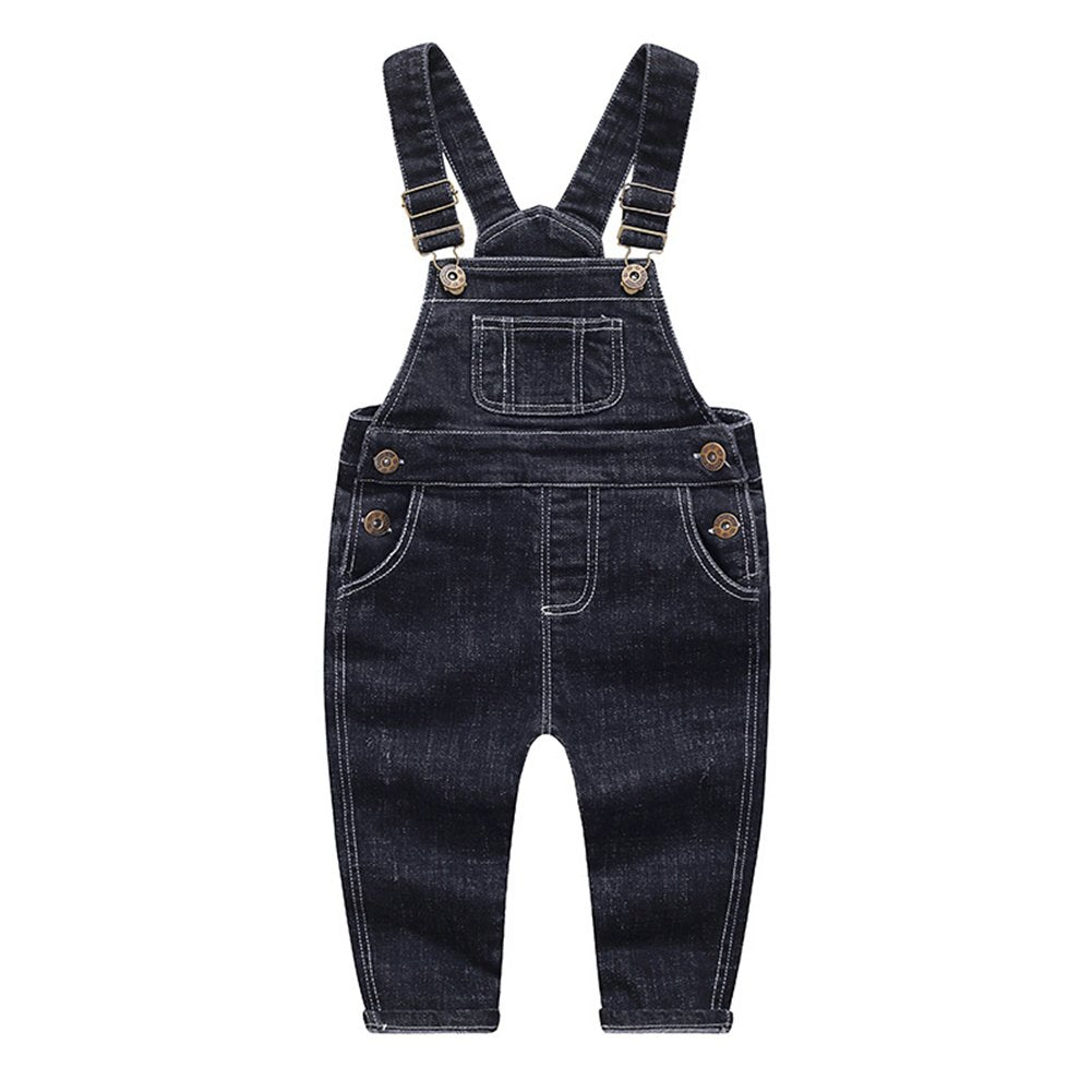 Kidscool Space Baby & Little Boys/Girls Black Denim Overalls,Jean Workwear,Deep Blue,18-24 Months