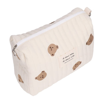 Diaper Storage Bag, Outdoor Diaper Bag Portable Large Capacity for Shopping(Bear Embroidery)