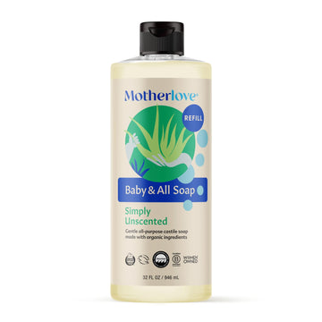 Motherlove Baby & All Soap (32 oz) Gentle Foaming All-Purpose Castile Soap Made with Organic Ingredients - Simply Unscented