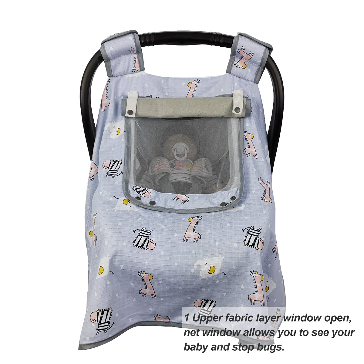 Icopuca Car Seat Covers For Babies, Kick-Proof Carseat Cover Girls/Boy, Carseat Canopy With Window, Light Weight Muslin, Breatha