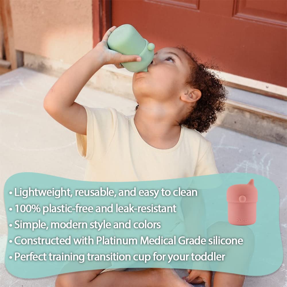 Pura My-My Silicone Sippy Cup 5Oz/150Ml - Training Cup, Reusable, Platinum Food Grade Medical Grade, Spill Proof Cups For Kids,
