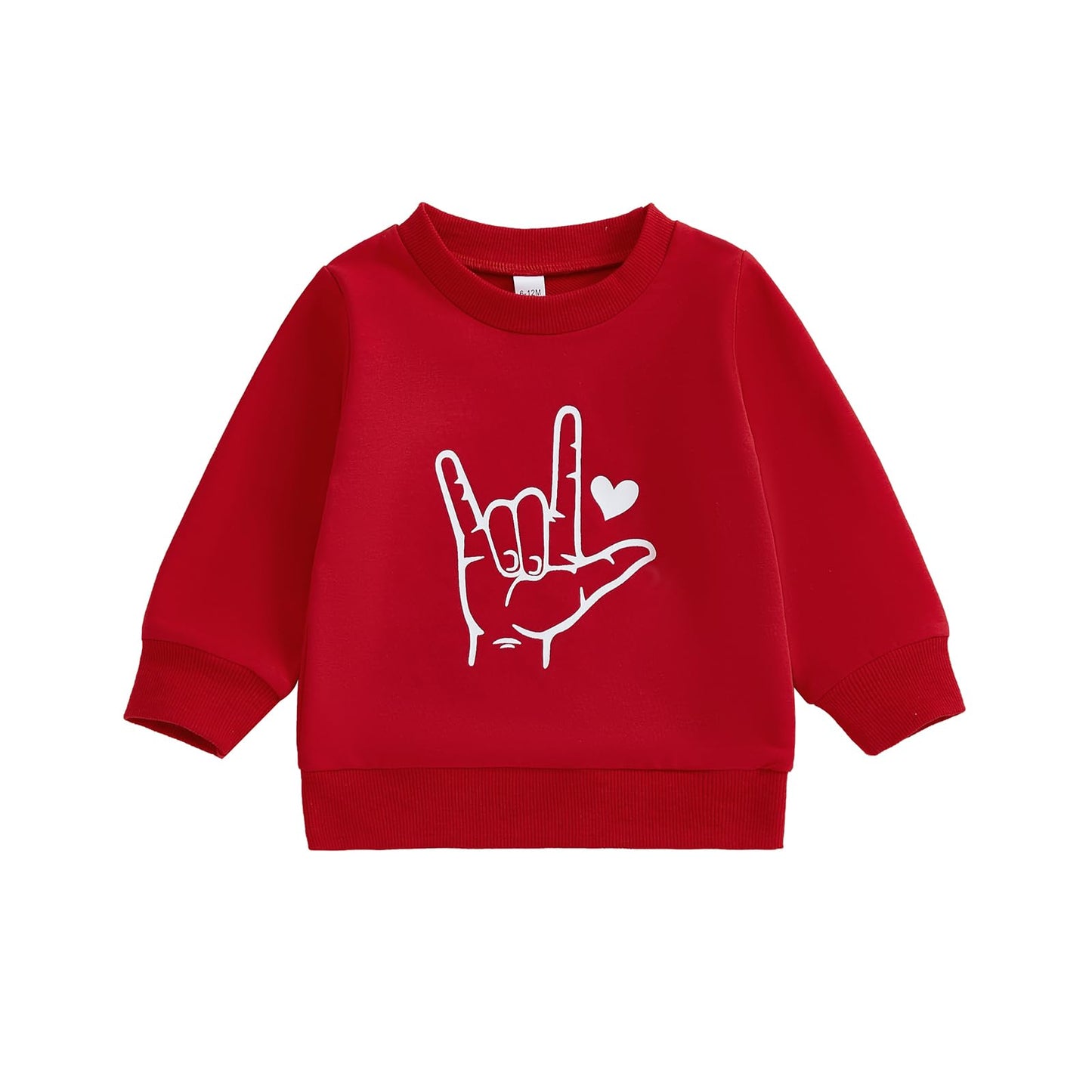 Baby Boy Valentines Day Outfit Love Crewneck Sweatshirt Letter Long Sleeve Shirt Pullover Tops Valentines Day Clothes (V-Red Lov