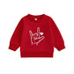 Toddler Boy Valentines Day Outfit Love Crewneck Sweatshirt Letter Long Sleeve Shirt Pullover Tops Valentines Day Clothes (V-Red