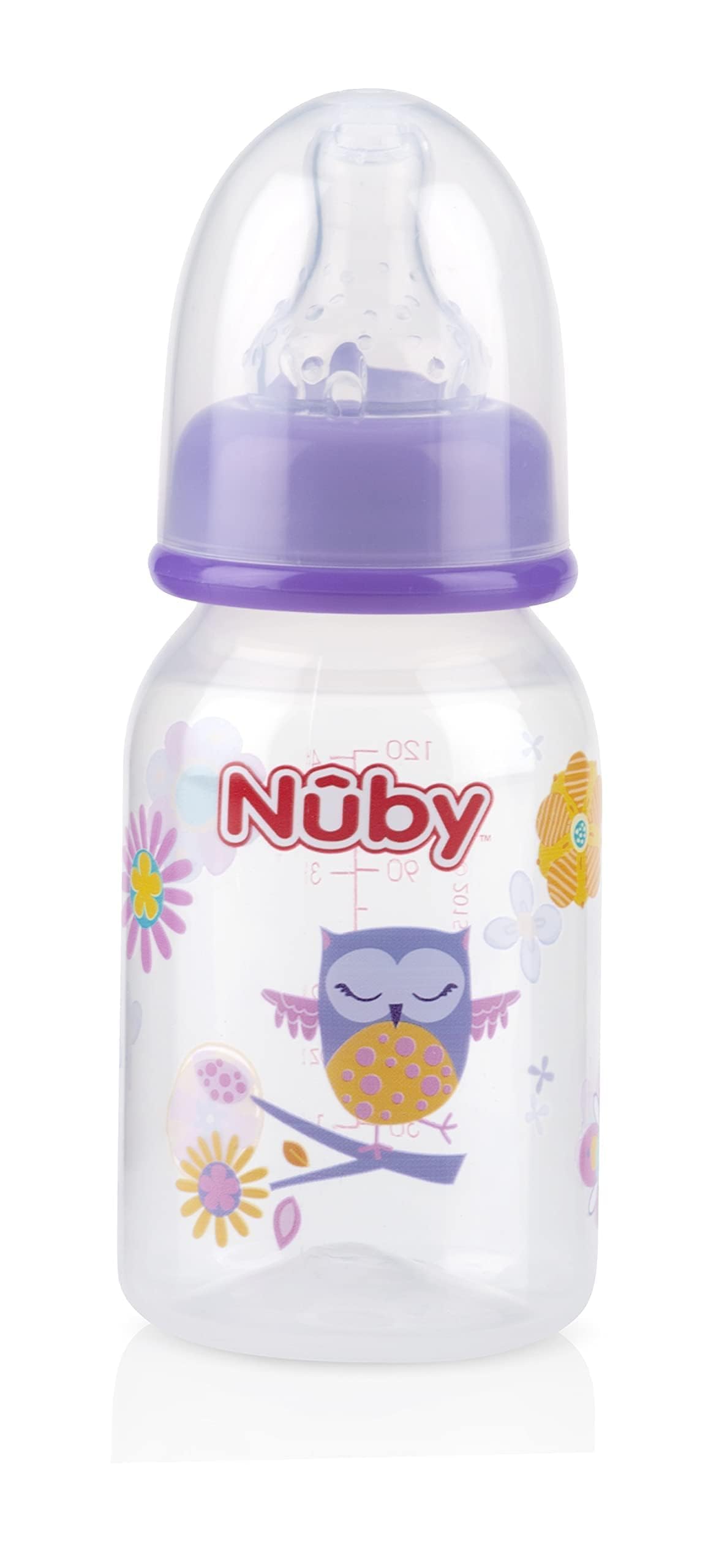 Nuby Printed Non-Drip Bottle, 4 Ounce, 1 Pack Of 1 Bottle, Colors May Vary