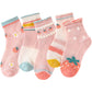 Syga 5 Pairs Baby Girl & Baby Boy Socks, Toddlers Infant Cotton Stretch Crew Socks With Light Strawberry Design, Suitable For 0