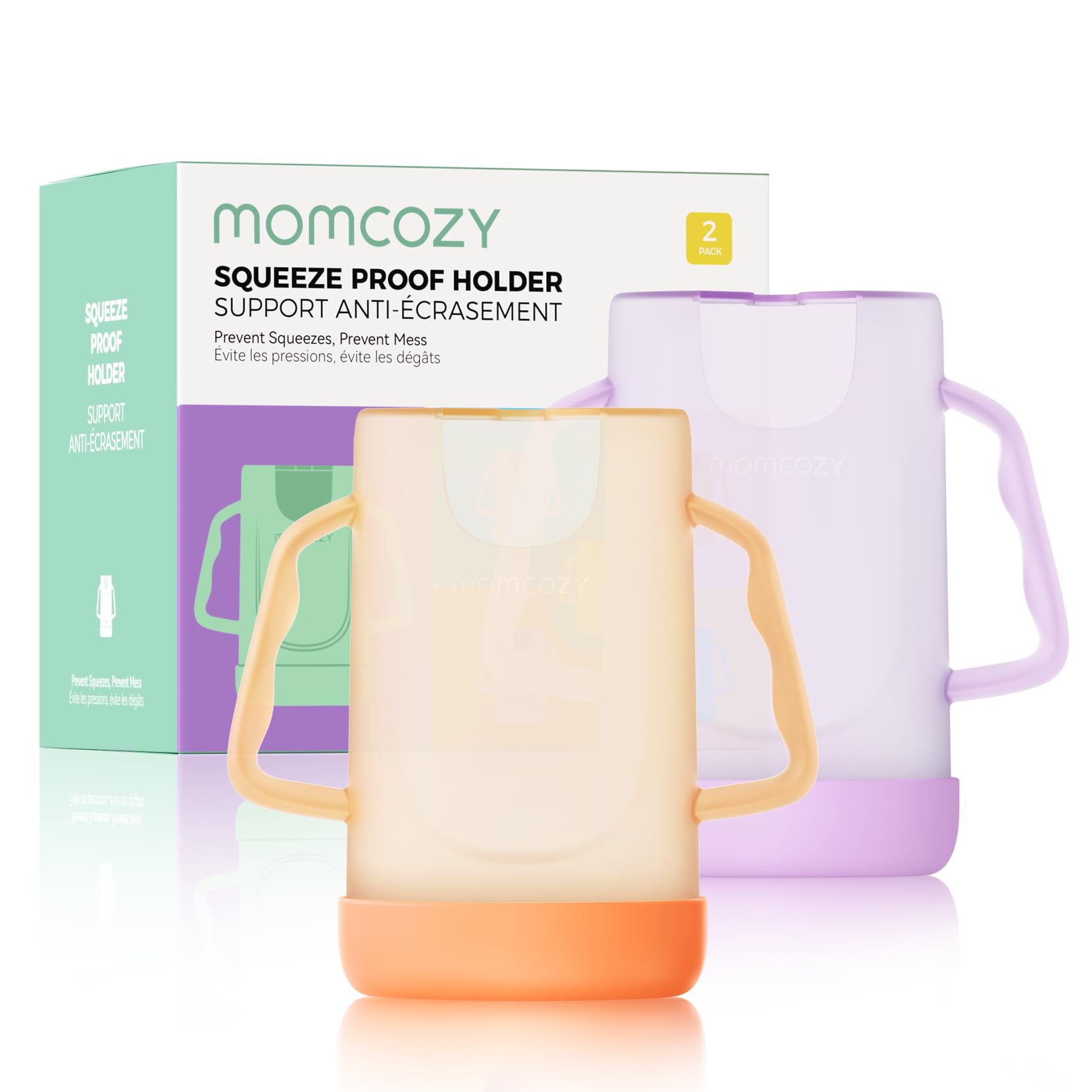 Momcozy Baby Pouch Holder No Squeeze, Baby Food & Juice Box Holder, Mess-Free, Easy Grip for Self-Feeding, BPA-Free & DEHP-Free,