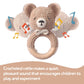 WOODEN TEETHER Baby Rattle, Shaker Toy,Crochet Baby Rattle, Crochet Baby Toys, Organic Wooden Newborn Toys, Newborn Animal Rattl
