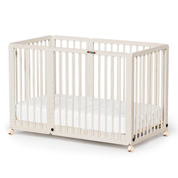 JOYMOR 8 in 1 Convertible Crib with Changer, Include 2    Mattress, Converts to Bassinet, Mid Crib, Full Size Crib, Daybed,Toddl