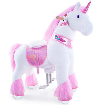 PonyCycle Official Classic U Series Ride on Horse Toy Plush Walking Animal Pink Unicorn Size 4 for Age 4-8 Ux402
