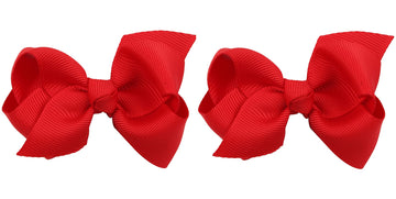 Zoonai 3 Inch Baby Girl Hair Bows Boutique Hair Clip Teens Toddlers Hairpin Headwear - Set Of 2 (Red)