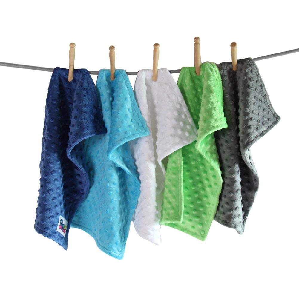 Baby 5 Pack Minky Dot Burp Cloths (Choose Color) (Boys)