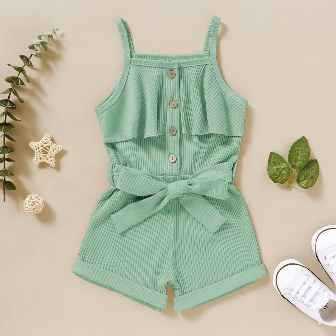 2 Year Old Girl Clothes Summer Toddler Baby Strap Sleeveless One Piece Romper Casual Summer Jumpsuit, Green Suspender Clothes 2-