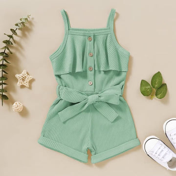 2 Year Old Girl Clothes Summer Toddler Baby Strap Sleeveless One Piece Romper Casual Summer Jumpsuit, Green Suspender Clothes 2-