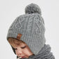 Moon Kitty Baby Hats For Boys And Girls - Upgrade Soft Pompom Fleece Lining Boys Winter Earflap Hat Gray