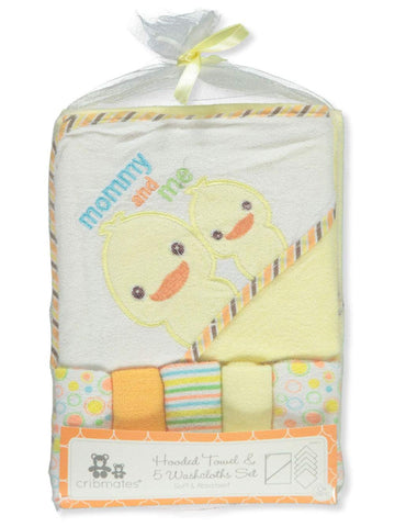 Cribmates Hooded Towel & 5 Washcloths Set