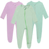 Guisby Baby Footies Pajamas, Rayon Made From Bamboo Long Sleeve With Double Zippers Sleeper 3-Pack 12-18 Months