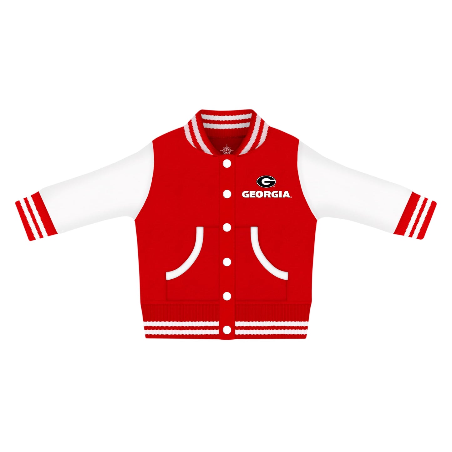 Creative Knitwear College Baby Ncaa Officially Licensed Letterman Varsity Jacket - Georgia Circle G Logo - Red - 18 Months