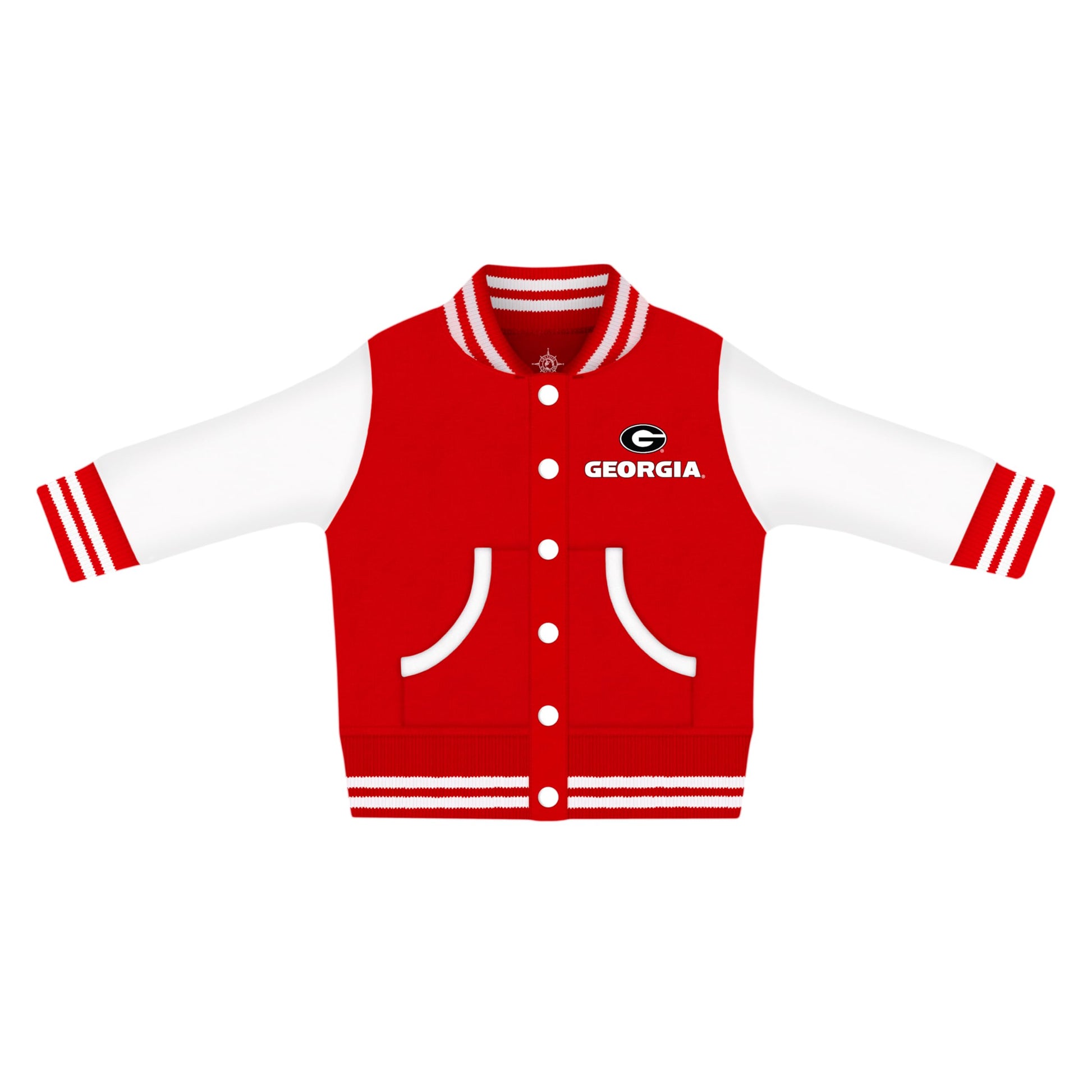 Creative Knitwear College Baby Ncaa Officially Licensed Letterman Varsity Jacket - Georgia Circle G Logo - Red - 18 Months