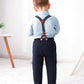 Yallet Toddler Baby Boy Clothes Suit Gentleman Outfits Formal Dress Shirt + Bowtie + Suspender Pants Wedding Party(L Sky Blue, 3