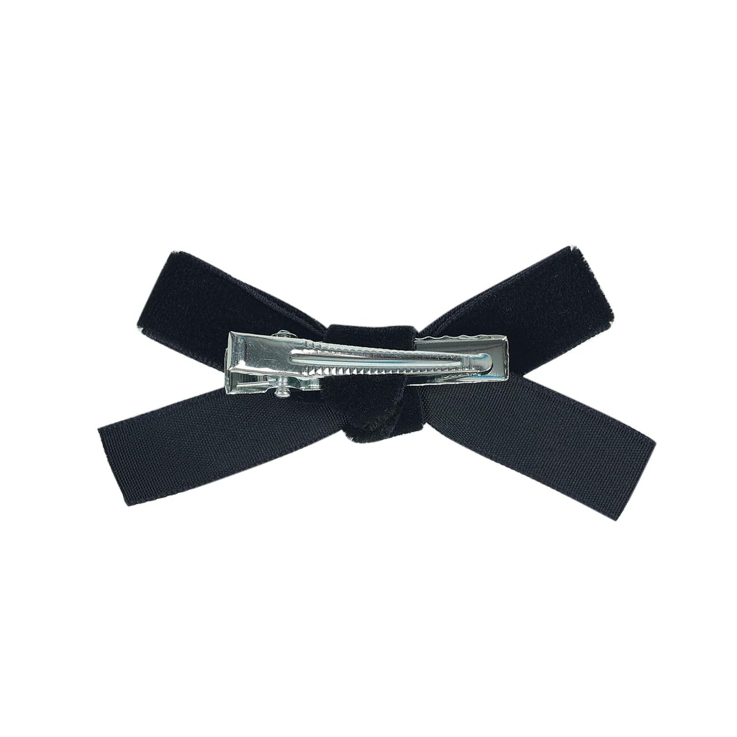 Cute 3.2' Black Assorted Velvet Bow Hair Clips For Baby Girls, Toddlers, Kids, And Teens - 2 Pack