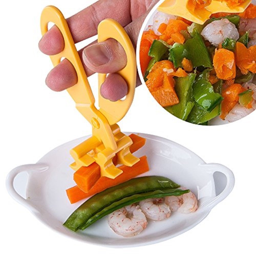 Baby Food Scissors Orange&White Set Of 2, Jumuu Versatile Food Cutter For Babies Portable Food Shearer With A Cleaning Tweezers