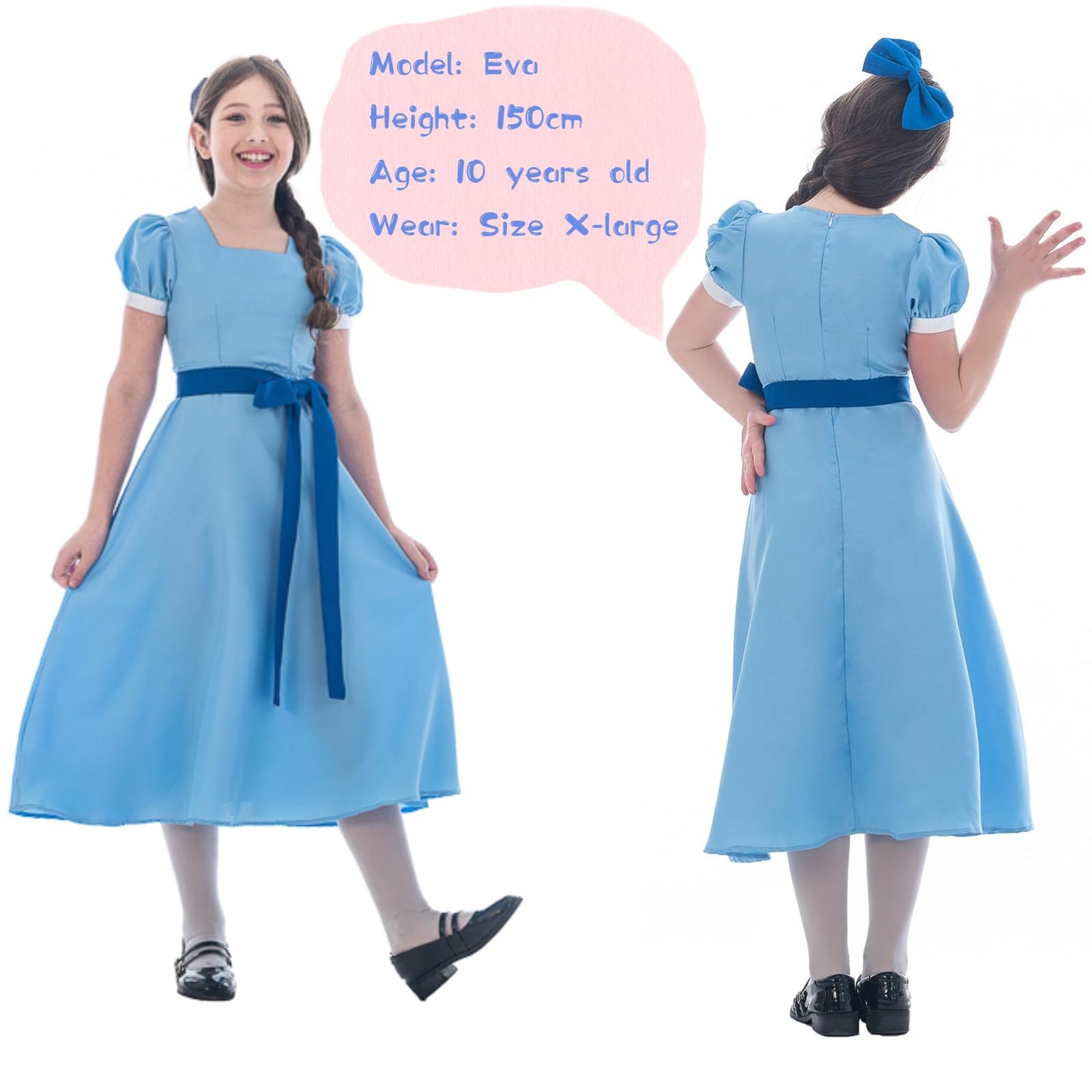 Nspstt Wendy Costume Girls Wendy Darling Costume Girl Halloween Princess Dress, 140