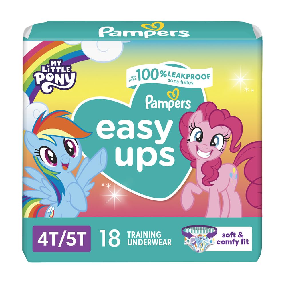 Pampers Training Pants - Easy Ups Girls & Boys - Size 4T-5T, 18 Count, My Little Pony Potty Underwear (Packaging May Vary)