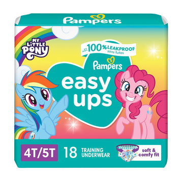 Pampers Training Pants - Easy Ups Girls & Boys - Size 4T-5T, 18 Count, My Little Pony Potty Underwear (Packaging May Vary)