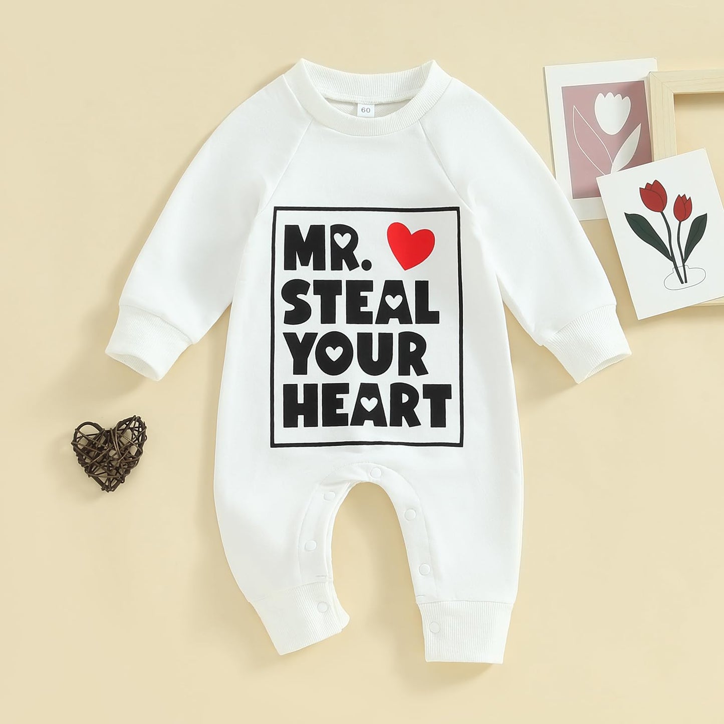 My First Valentines Day Baby Boy Outfits Newborn Valentine Romper Love Heart Playsuit Jumpsuit Toddler Clothes (Love Heart White