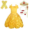 Dressy Daisy Girls' Princess Yellow Gold Ball Gown Birthday Party Fancy Dress Up Halloween Costume With Accessories Size 2T