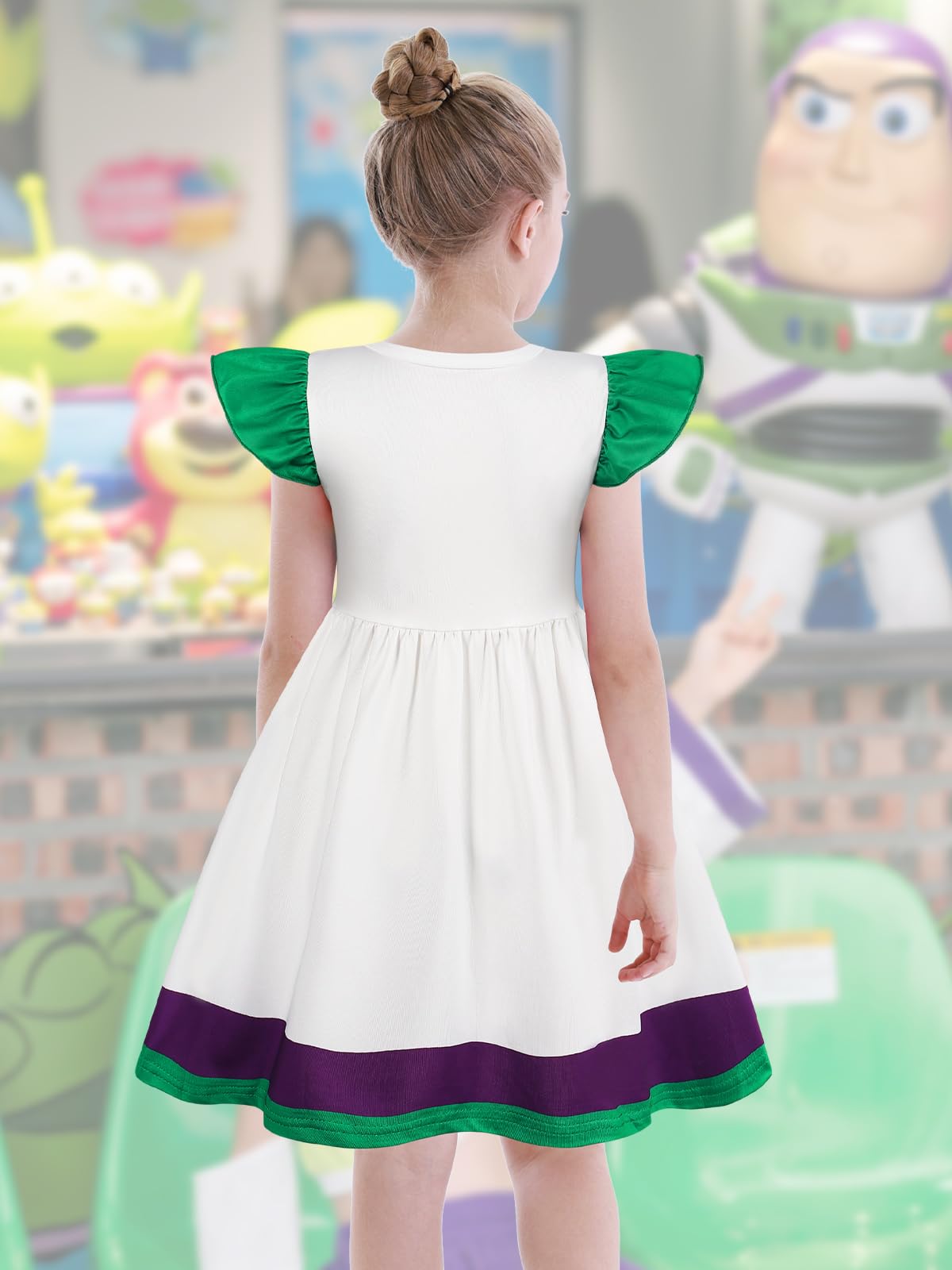 Eledobby Buzz Lightyear Dress For Girls Kids Buzz Lightyear Costume Halloween Outfit Birthday Party Dress 9-10Years